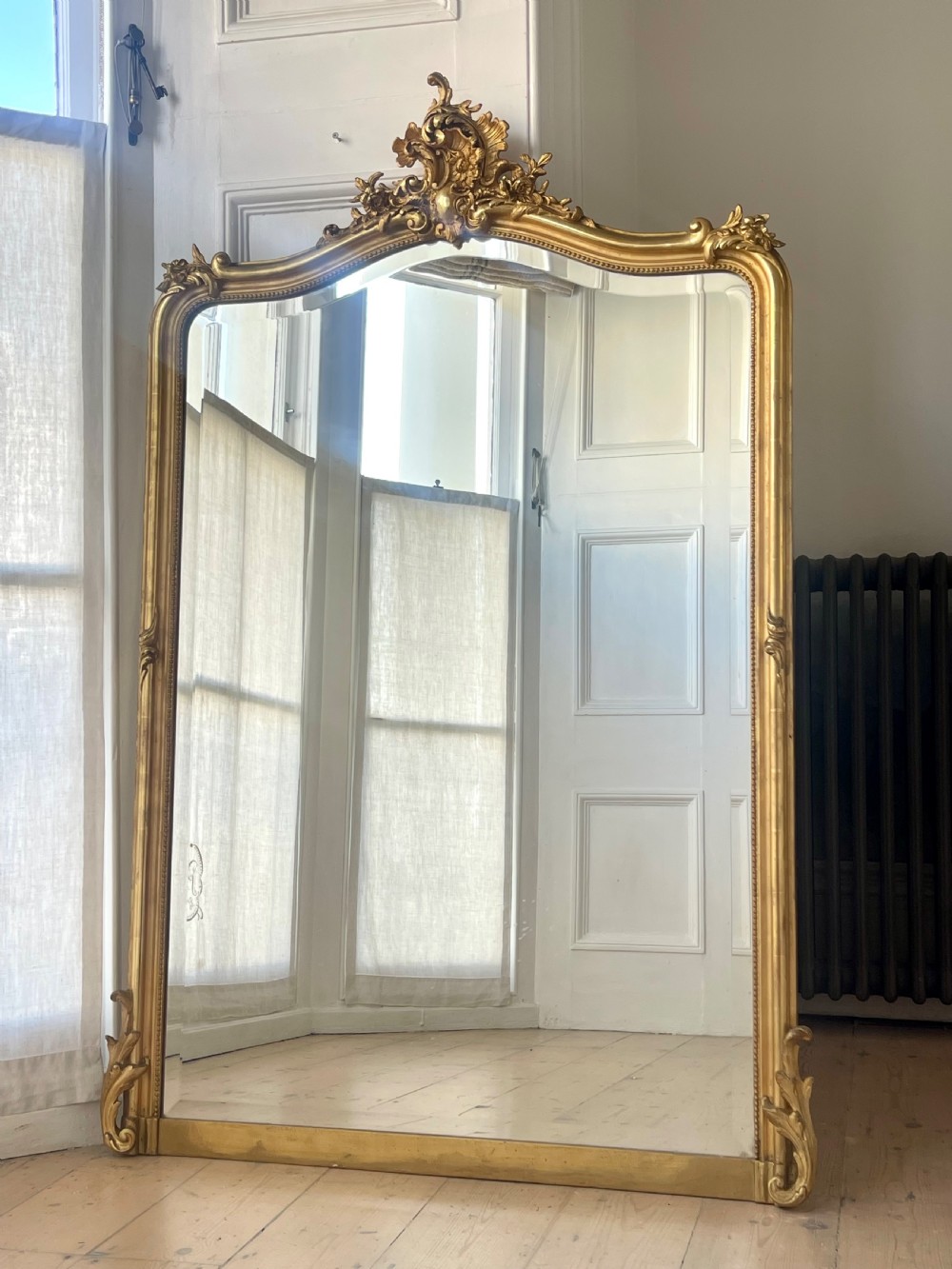 Antique French gilt Louis XV mirror - bevelled glass