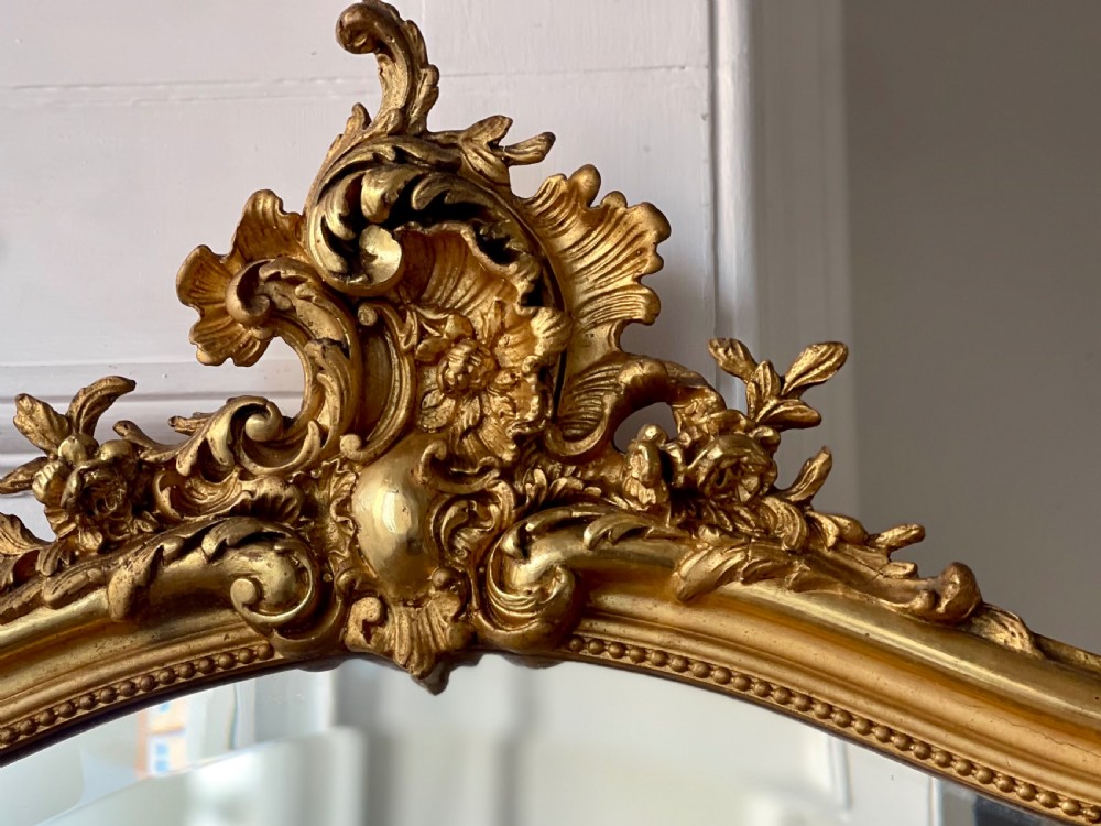 Antique French gilt Louis XV mirror - bevelled glass View II