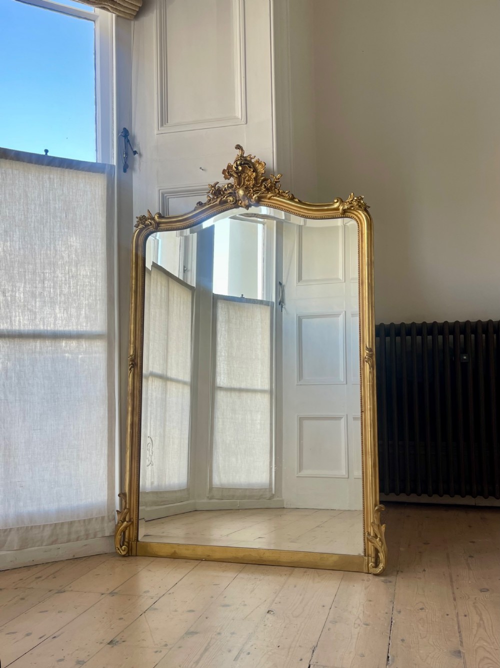 Antique French gilt Louis XV mirror - bevelled glass View III