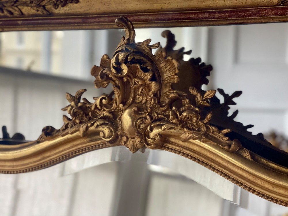 Antique French gilt Louis XV mirror - bevelled glass View V