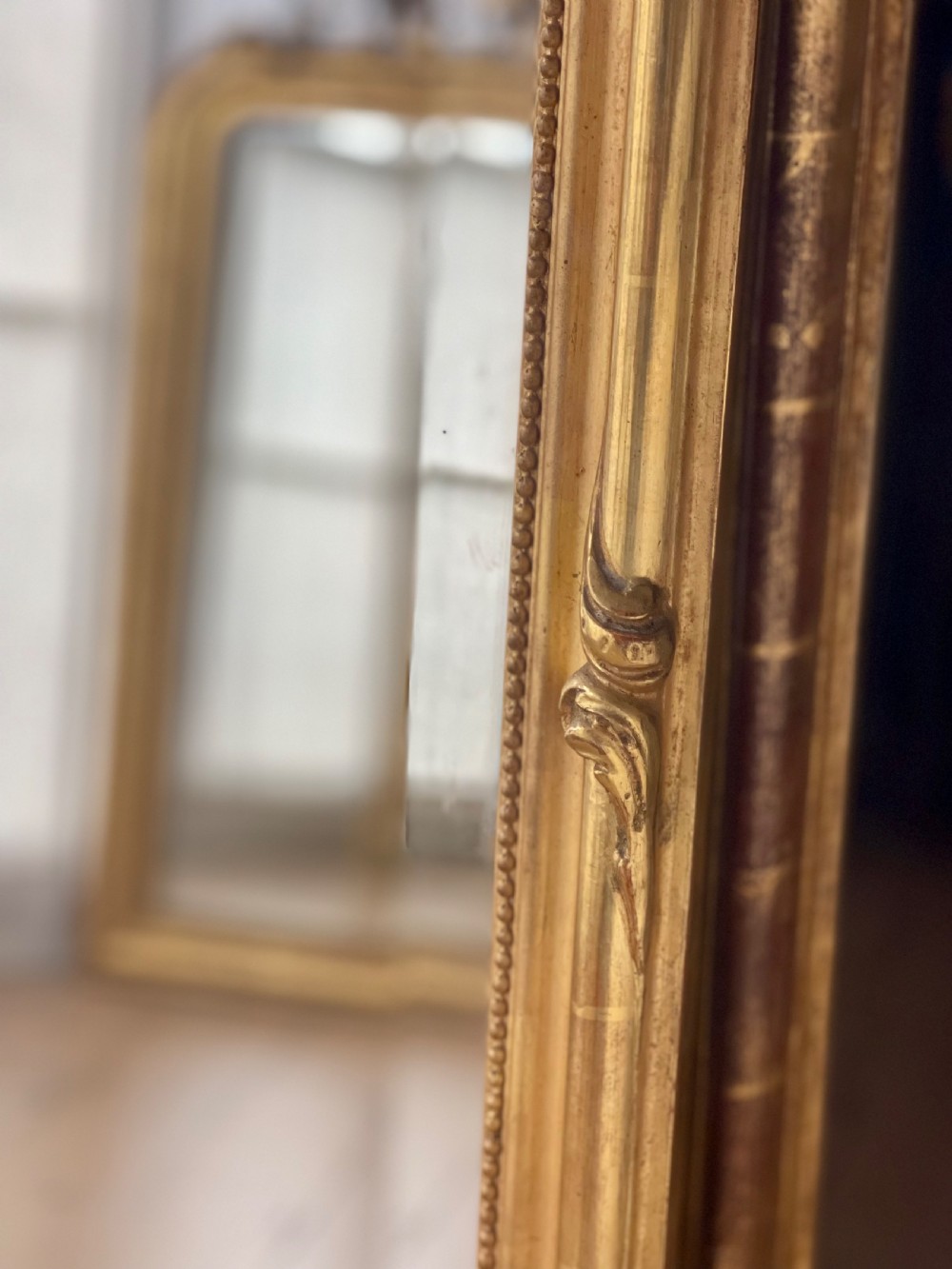 Antique French gilt Louis XV mirror - bevelled glass View VIII