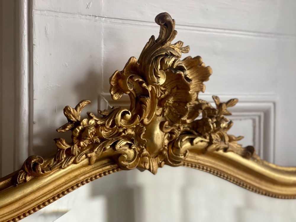 Antique French gilt Louis XV mirror - bevelled glass View IX