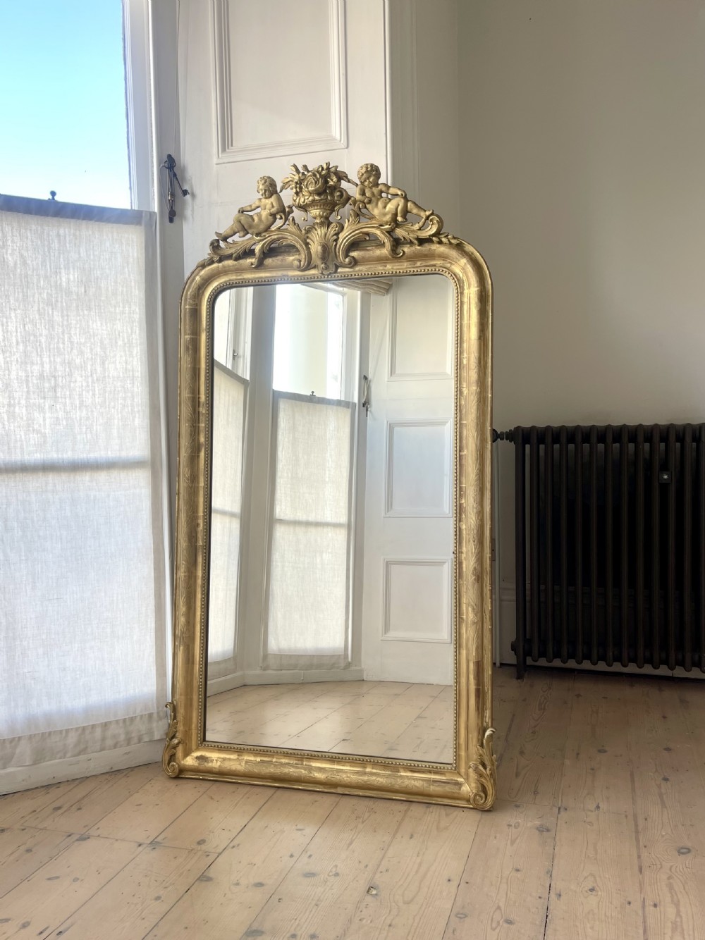 19th century French gilt cherubs mirror