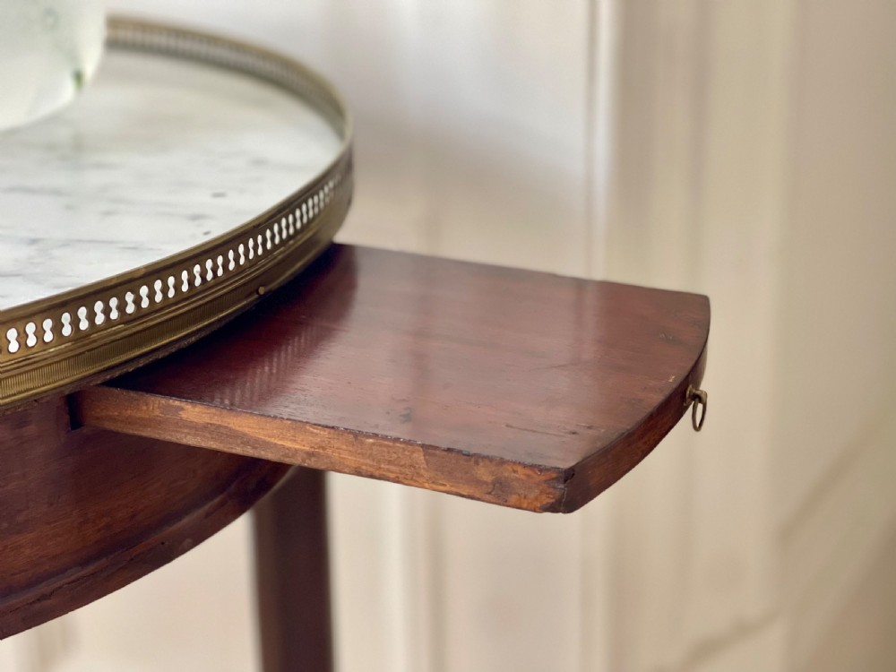 Antique French round « bouillotte » marble table View IV