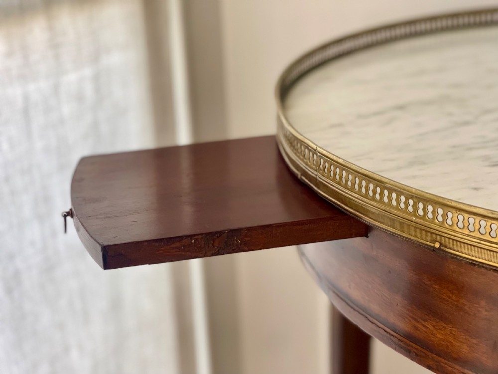 Antique French round « bouillotte » marble table View VI
