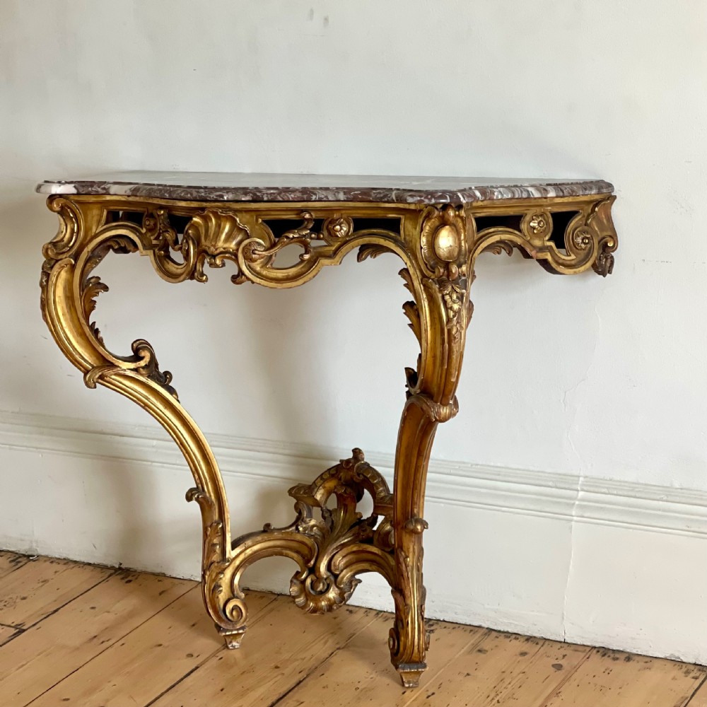 Antique French gilt and marble console 