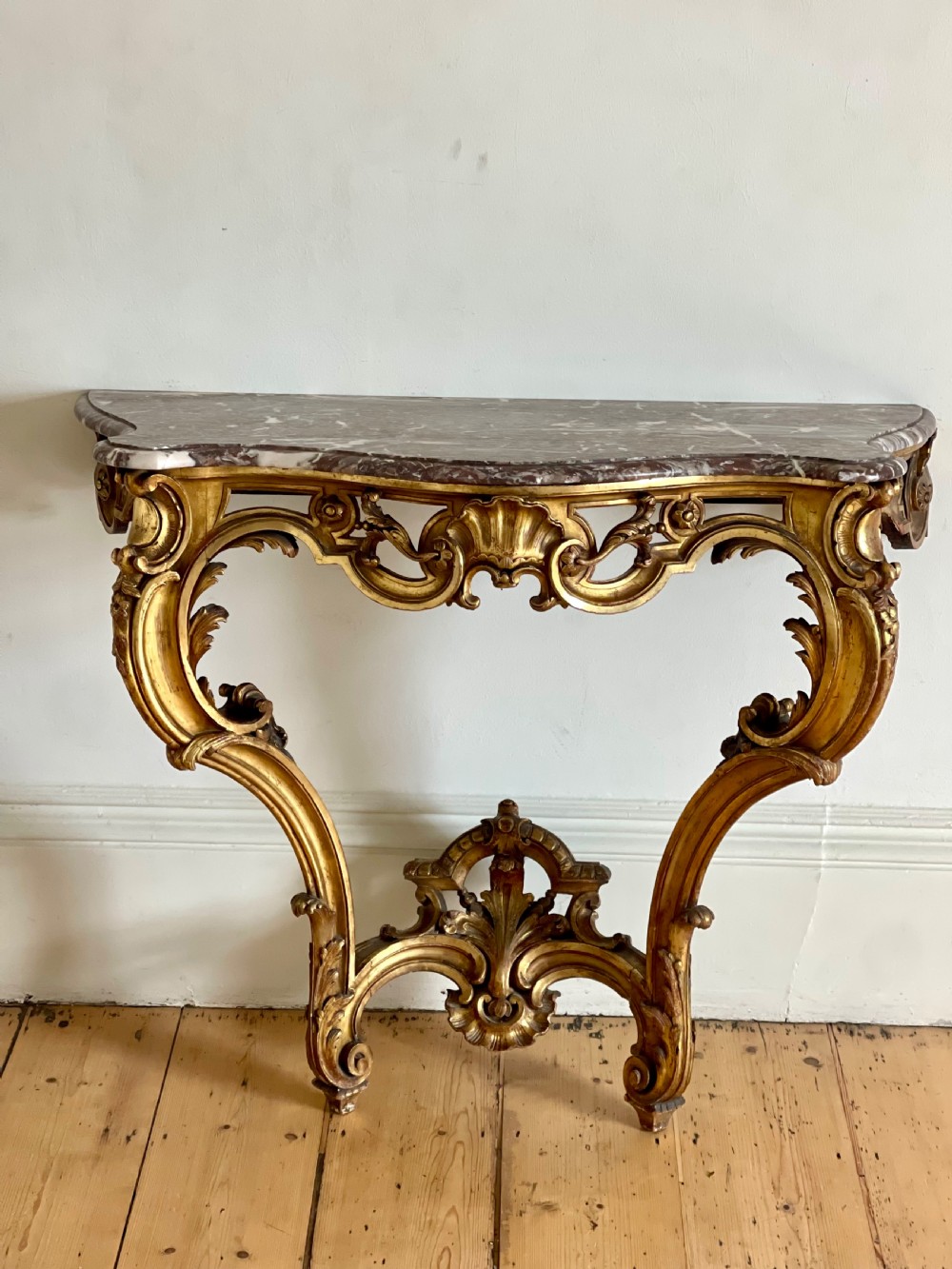 Antique French gilt and marble console  View II