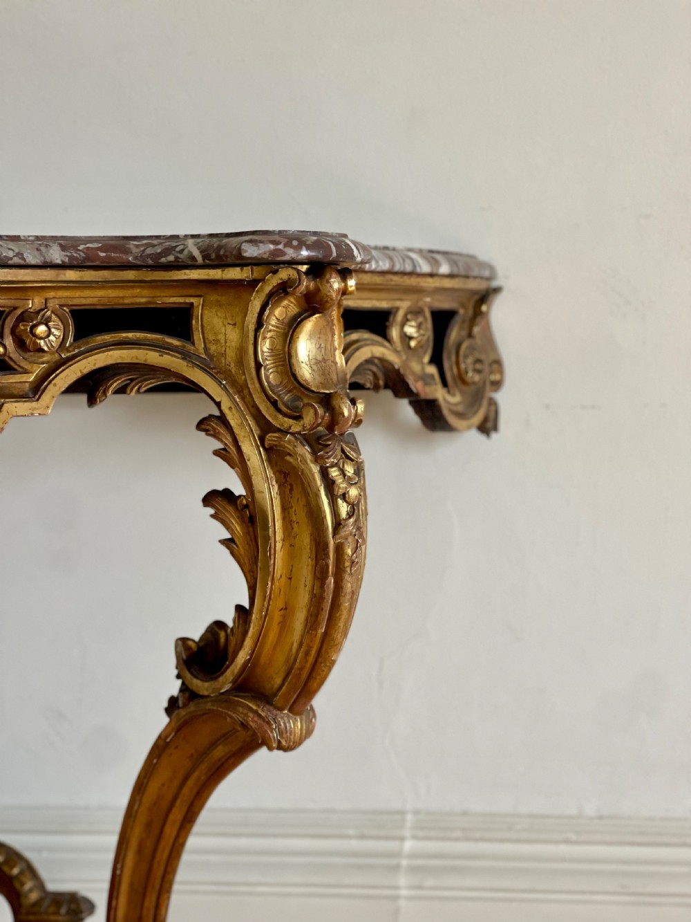 Antique French gilt and marble console  View V