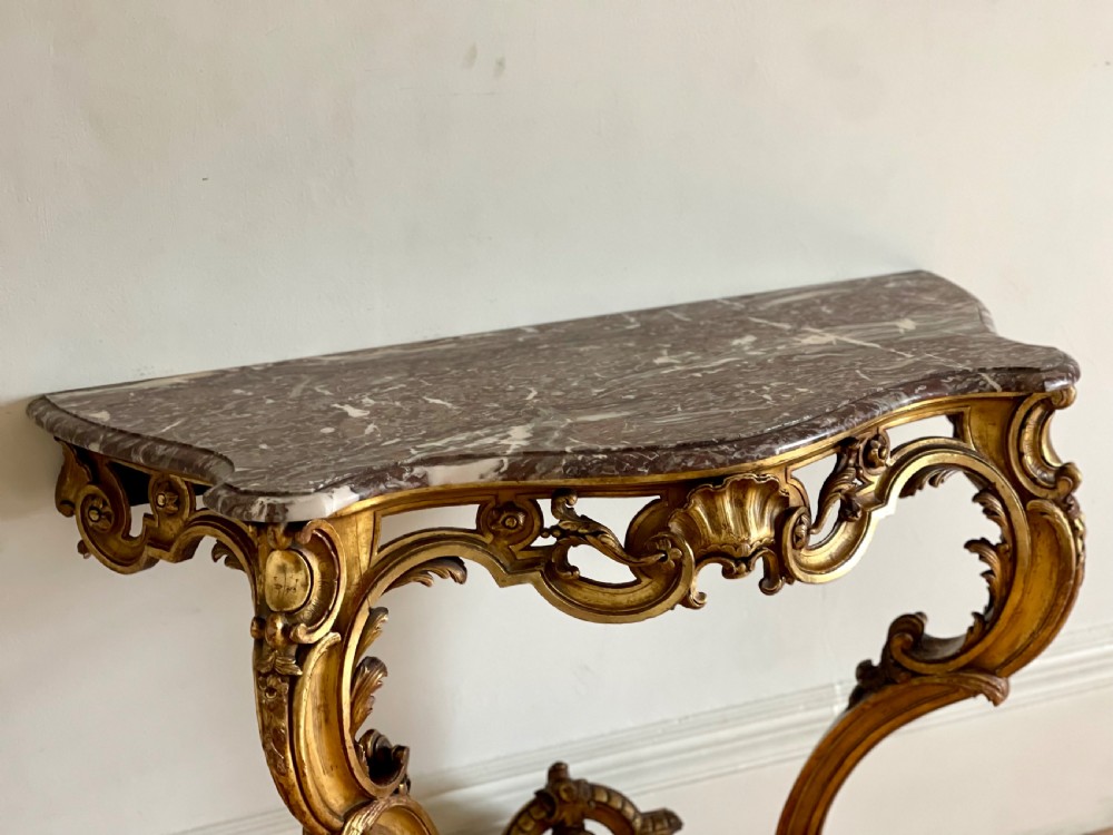 Antique French gilt and marble console  View VII