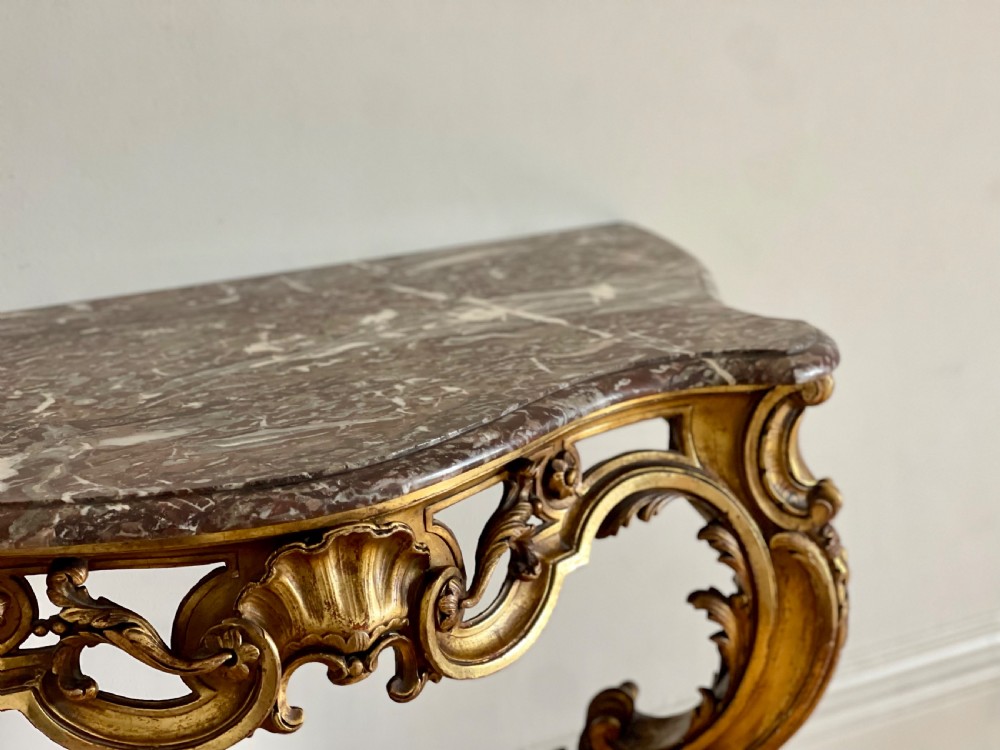 Antique French gilt and marble console  View IX
