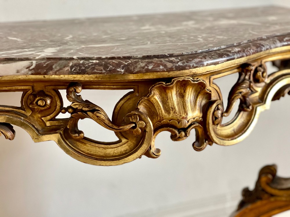 Antique French gilt and marble console  View XI