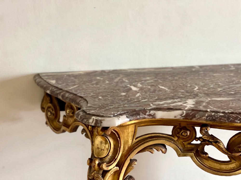 Antique French gilt and marble console  View XII