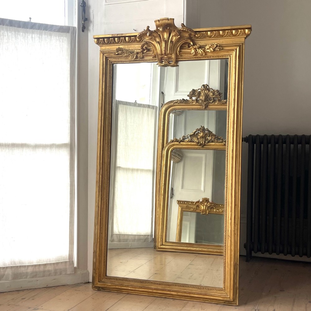 Large antique French gilt mirror 
