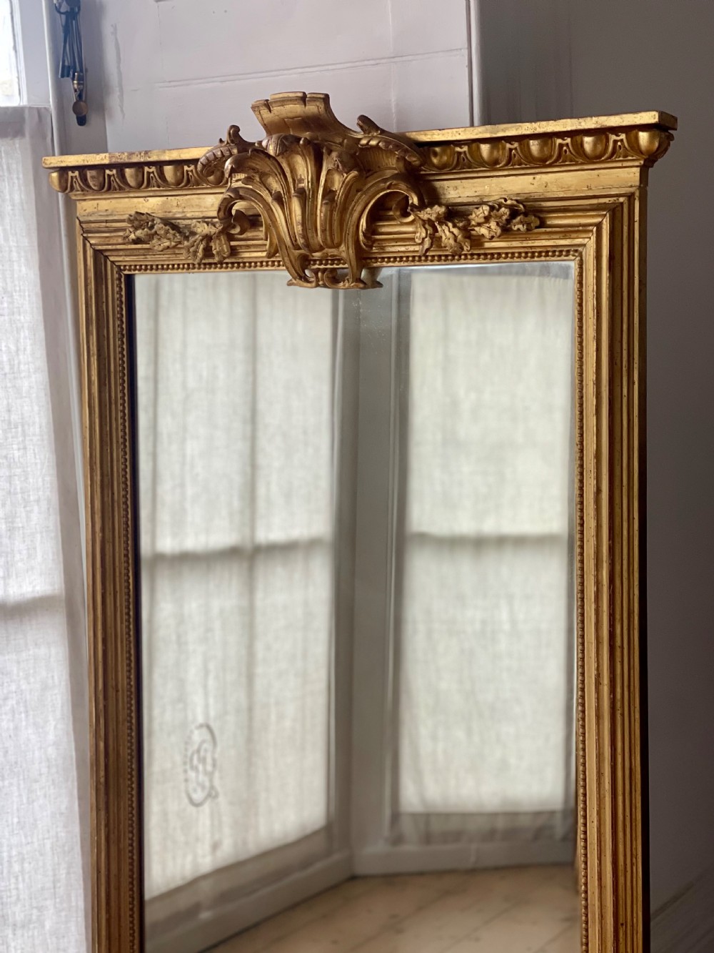 Large antique French gilt mirror  View IX