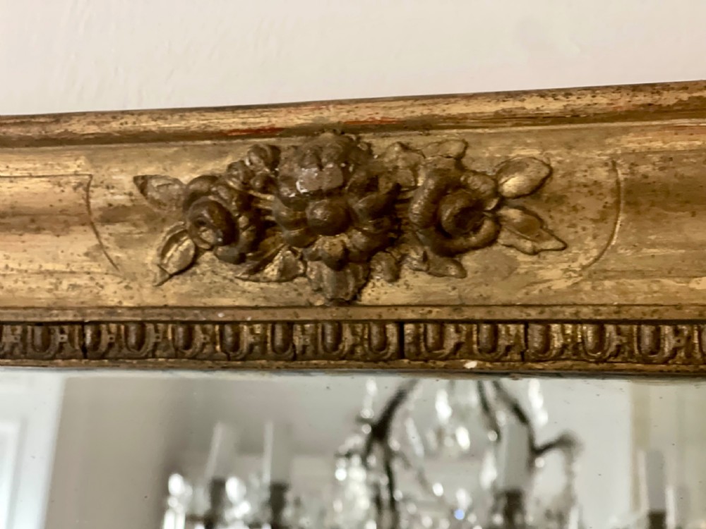 Large antique French gilt mirror c1800 - mercury glass View III