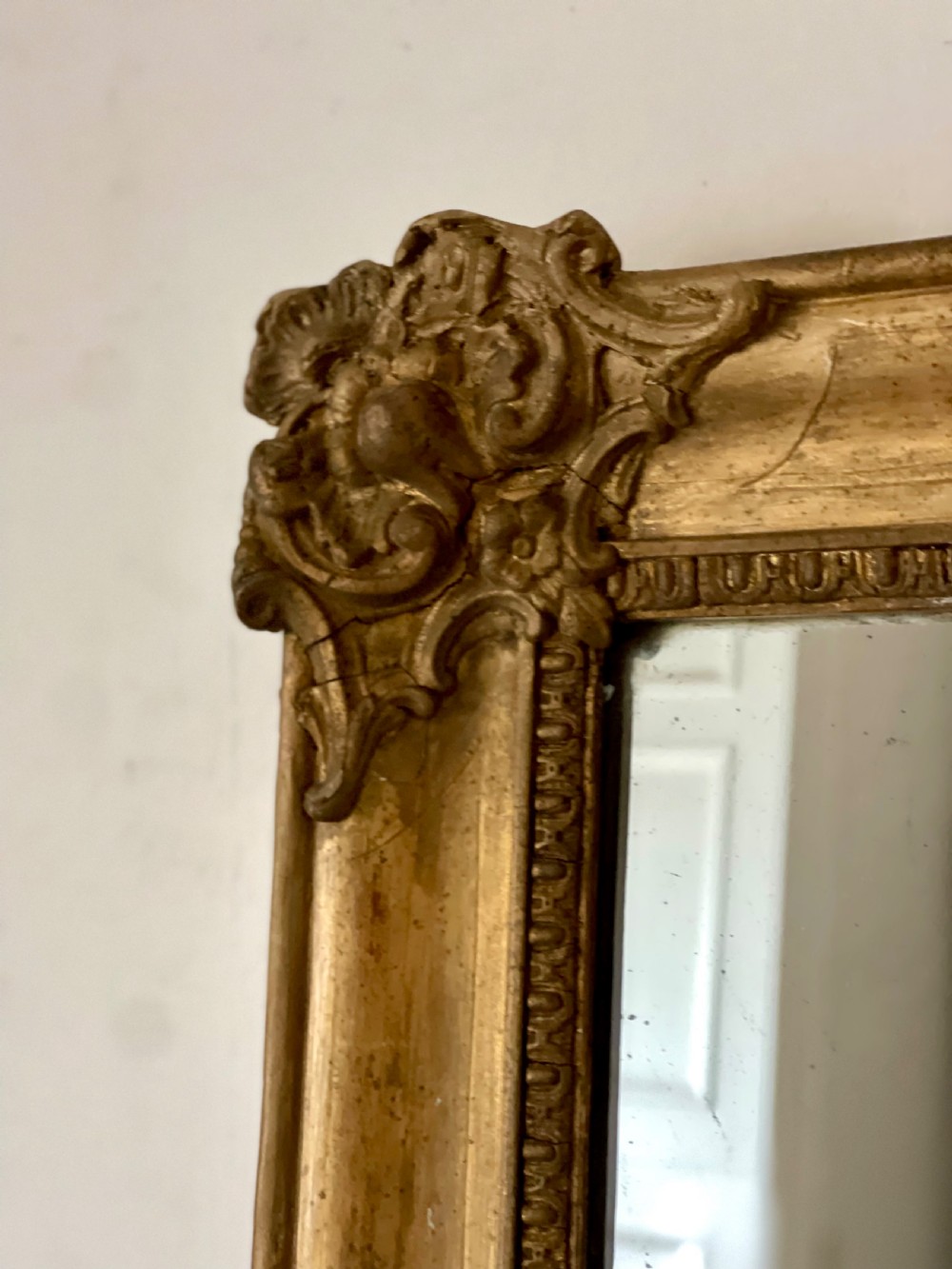 Large antique French gilt mirror c1800 - mercury glass View VI