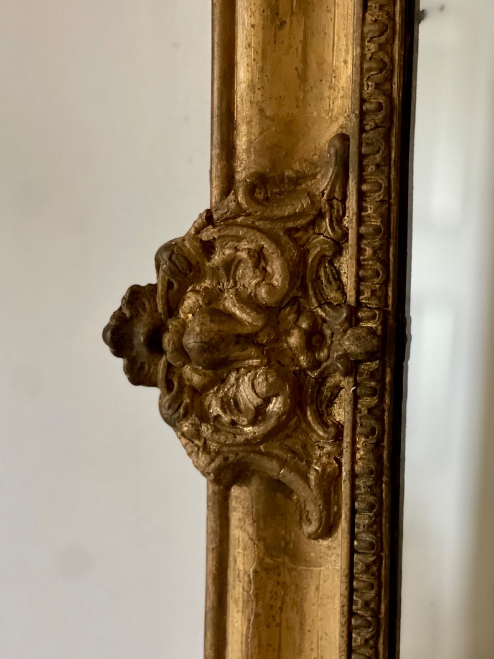 Large antique French gilt mirror c1800 - mercury glass View VII