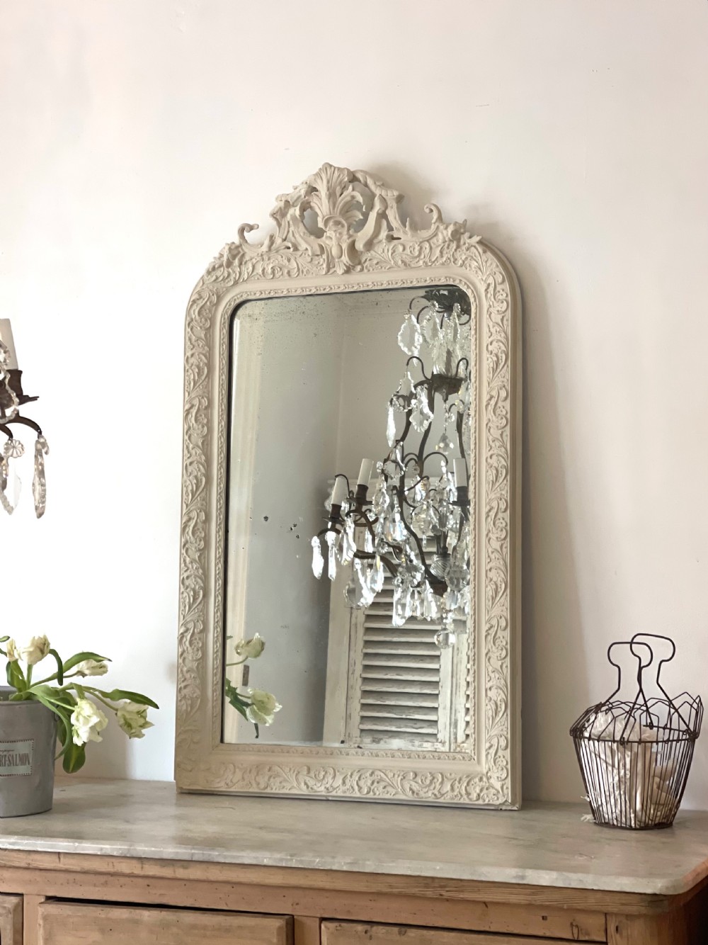 Antique French Louis XV painted mirror