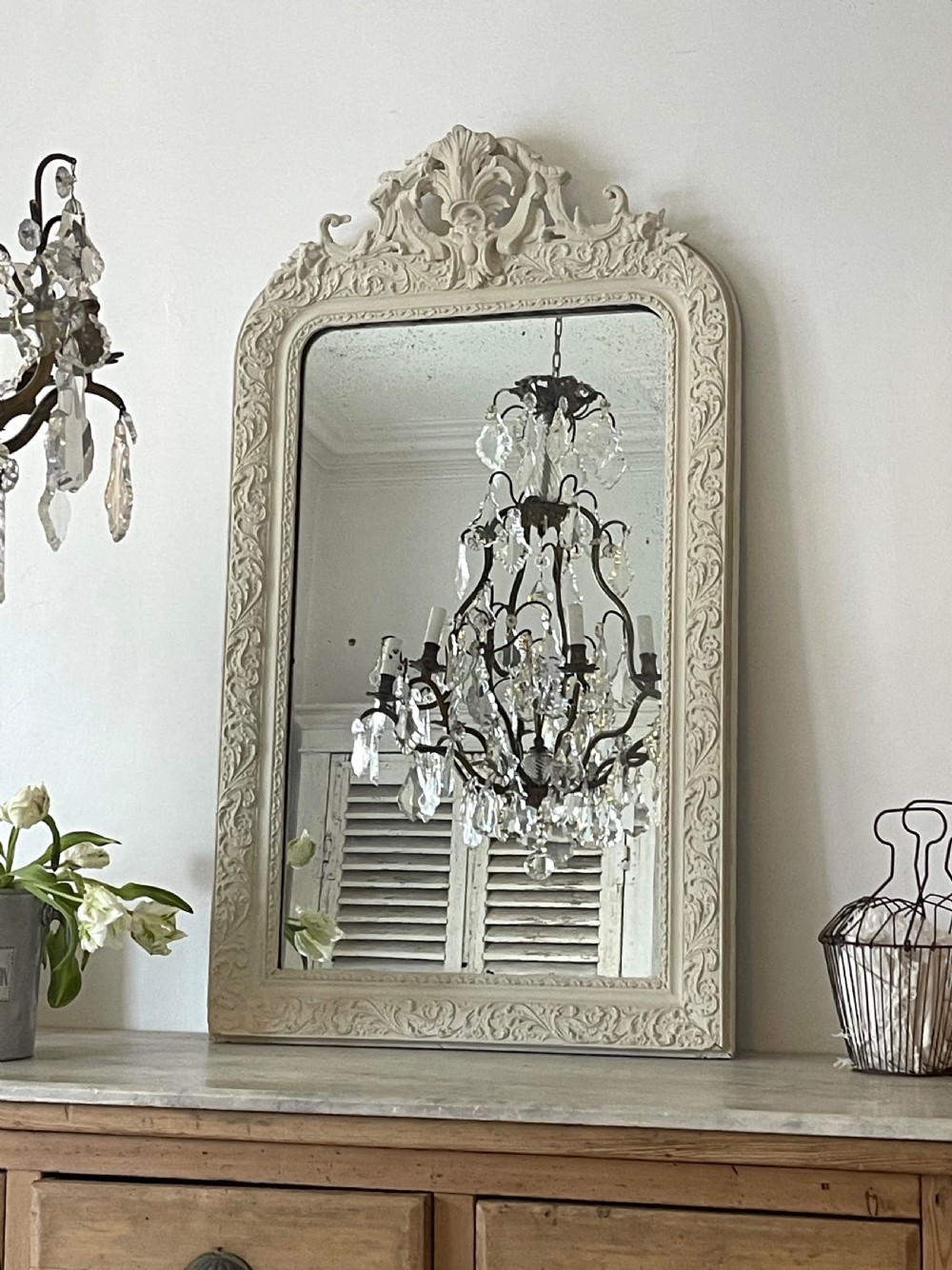 Antique French Louis XV painted mirror View III
