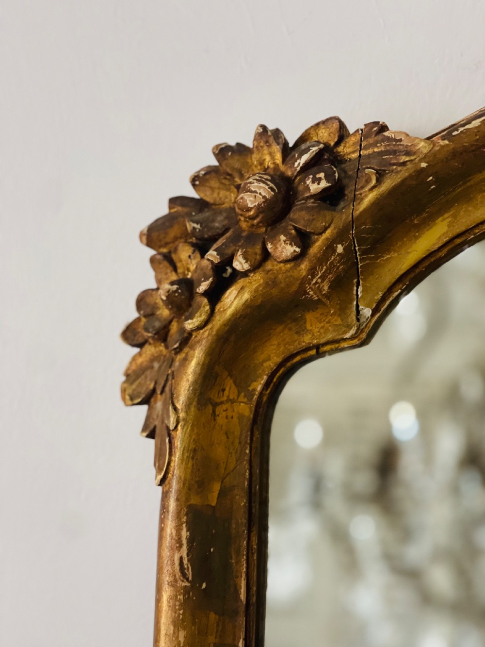 Antique French distressed mirror View II