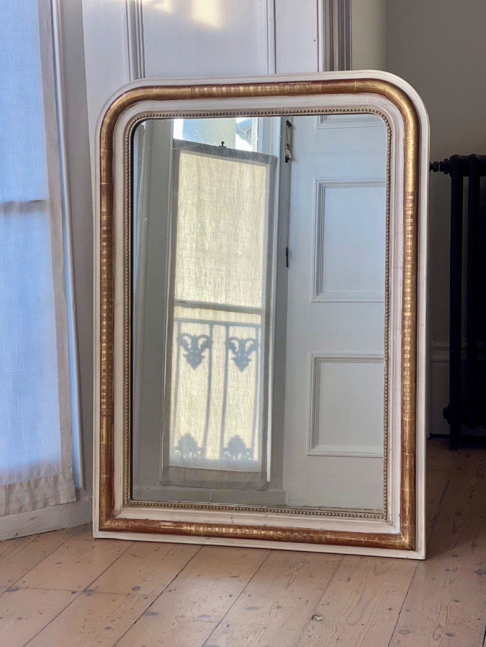 Antique French gilt and bare gesso Louis Philippe mirror