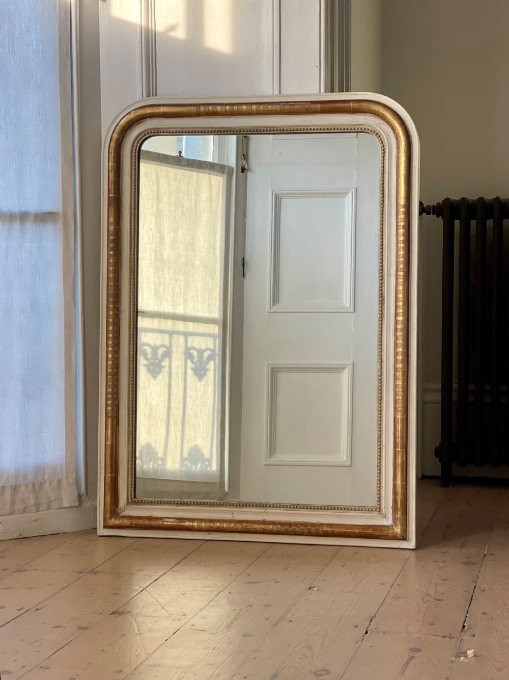 Antique French gilt and bare gesso Louis Philippe mirror View II