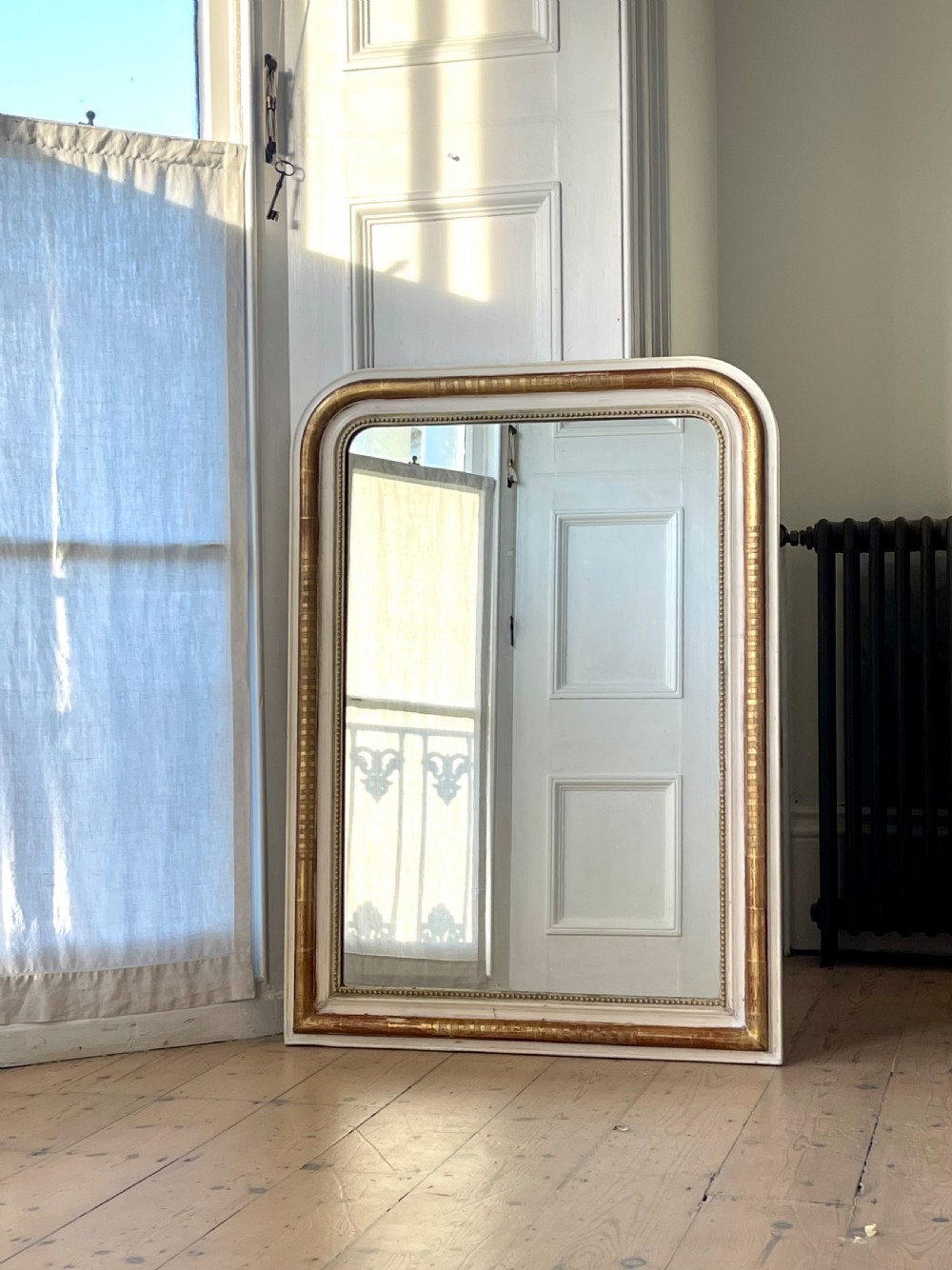Antique French gilt and bare gesso Louis Philippe mirror View III