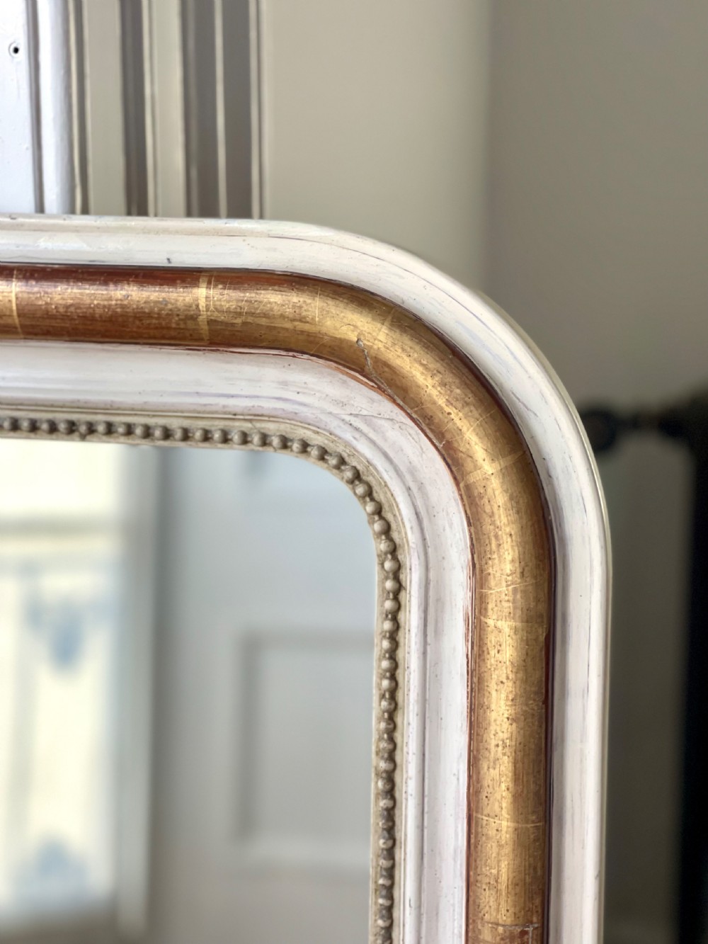 Antique French gilt and bare gesso Louis Philippe mirror View IV