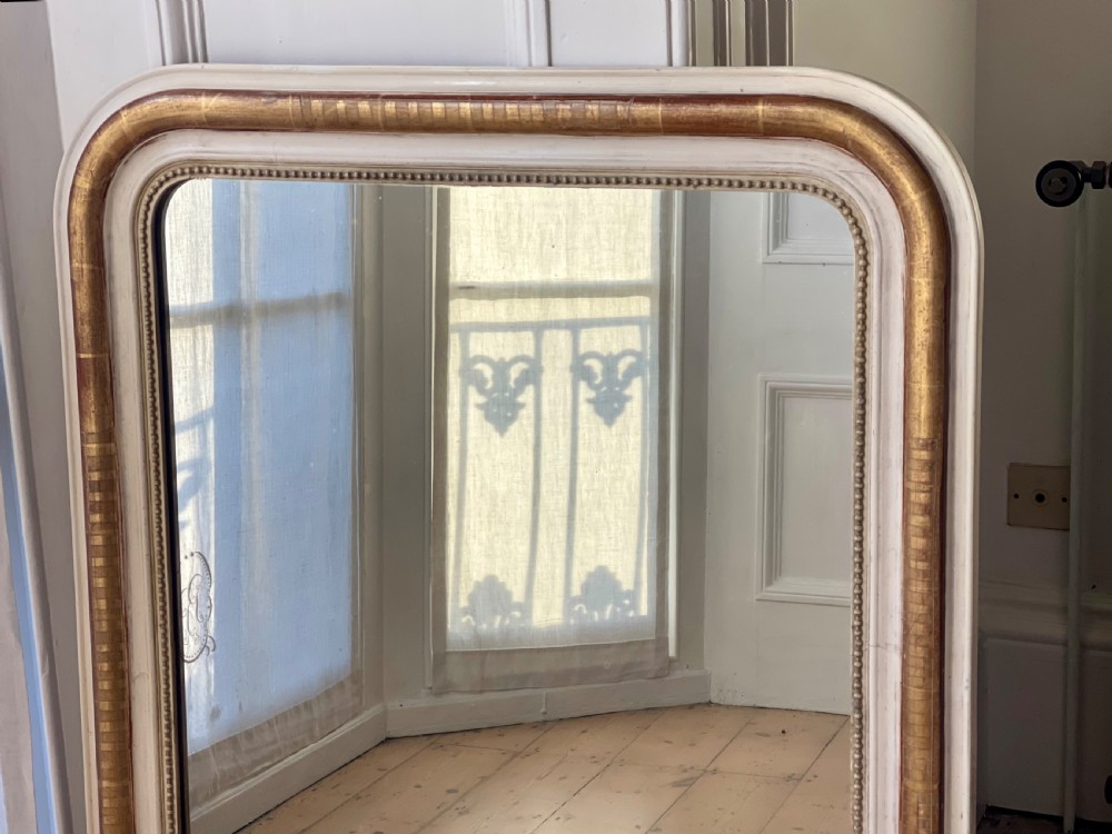 Antique French gilt and bare gesso Louis Philippe mirror View V