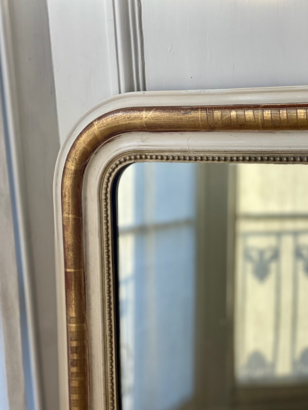 Antique French gilt and bare gesso Louis Philippe mirror View VI