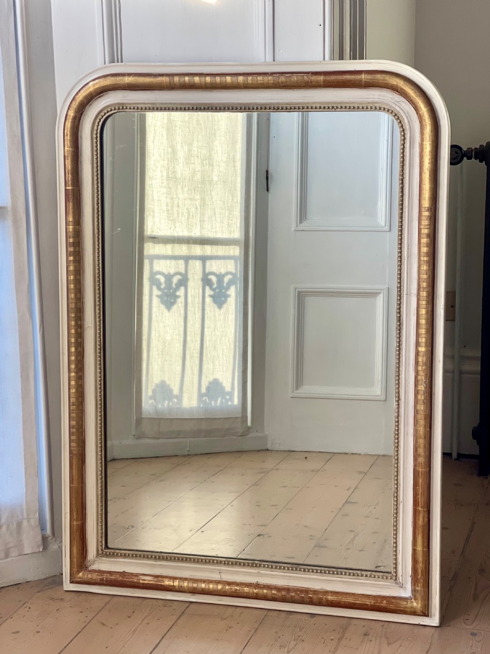 Antique French gilt and bare gesso Louis Philippe mirror View VIII