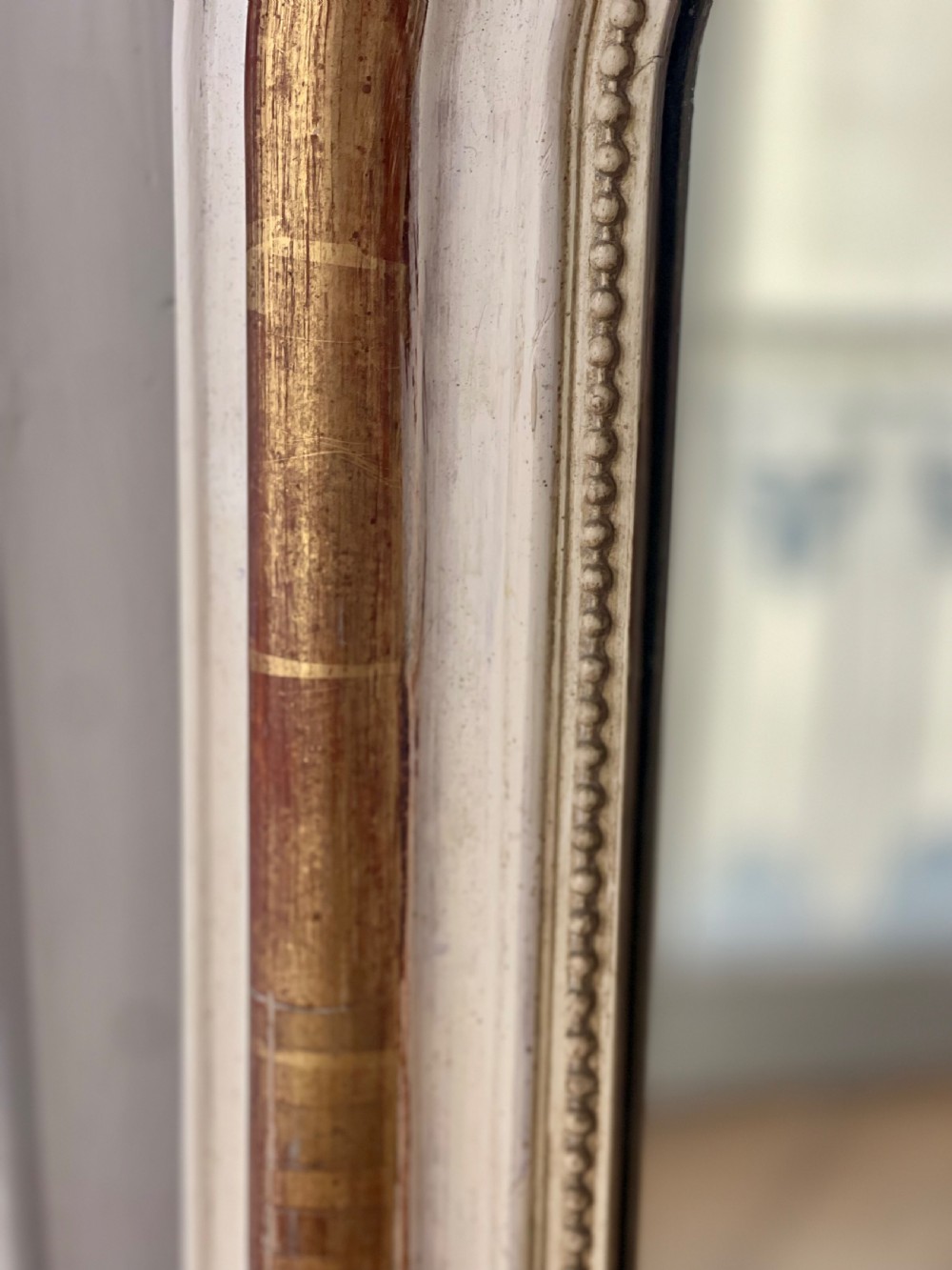 Antique French gilt and bare gesso Louis Philippe mirror View X