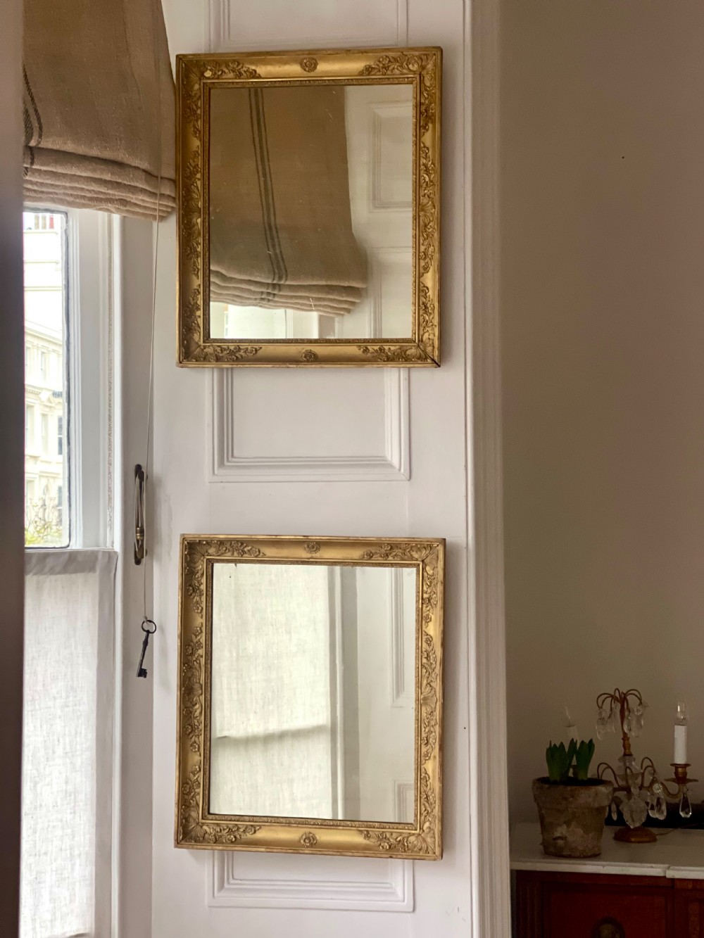 Pair of antique French gilt mirrors