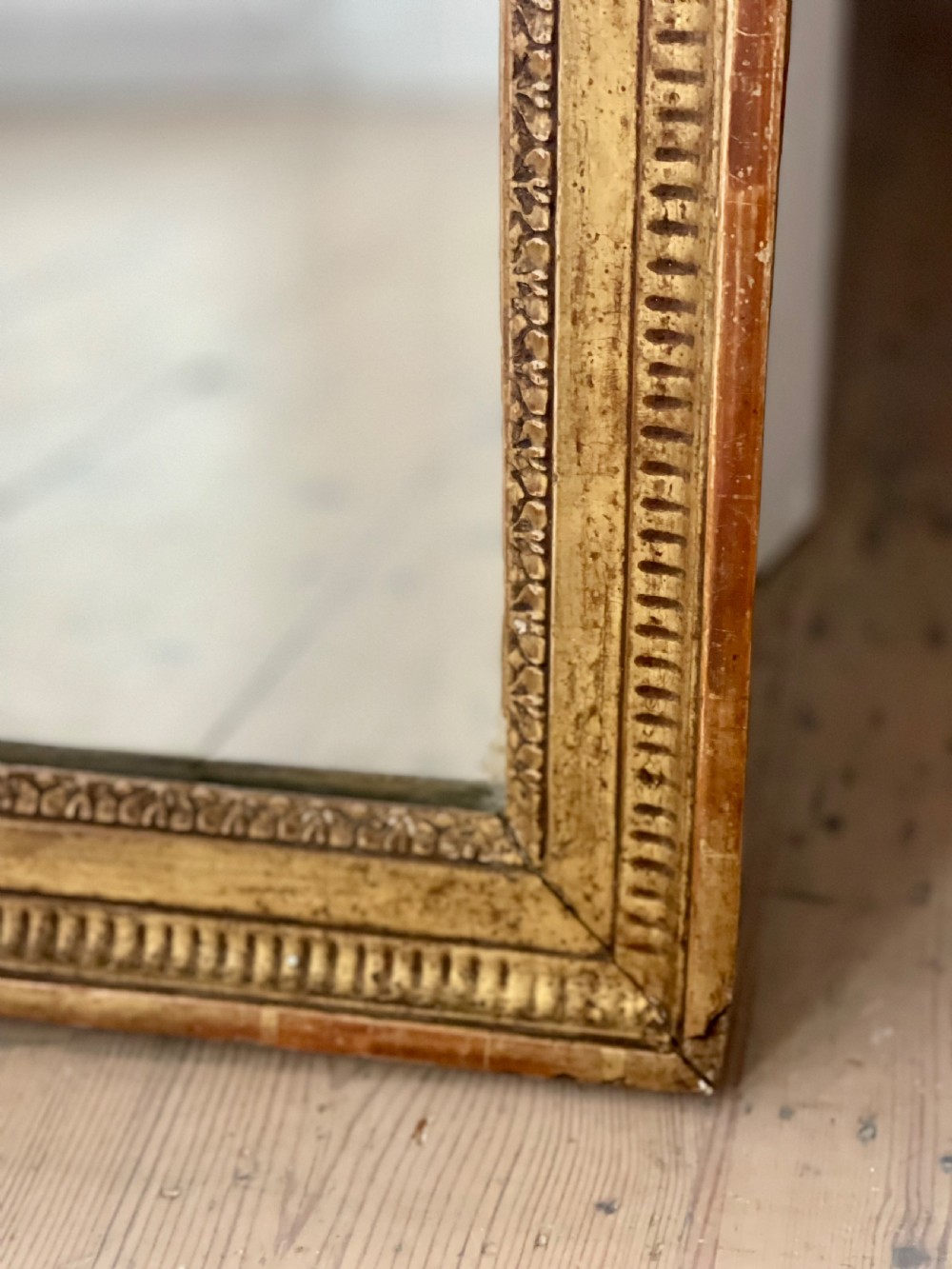 Antique French gilt mirror - mercury glass View V