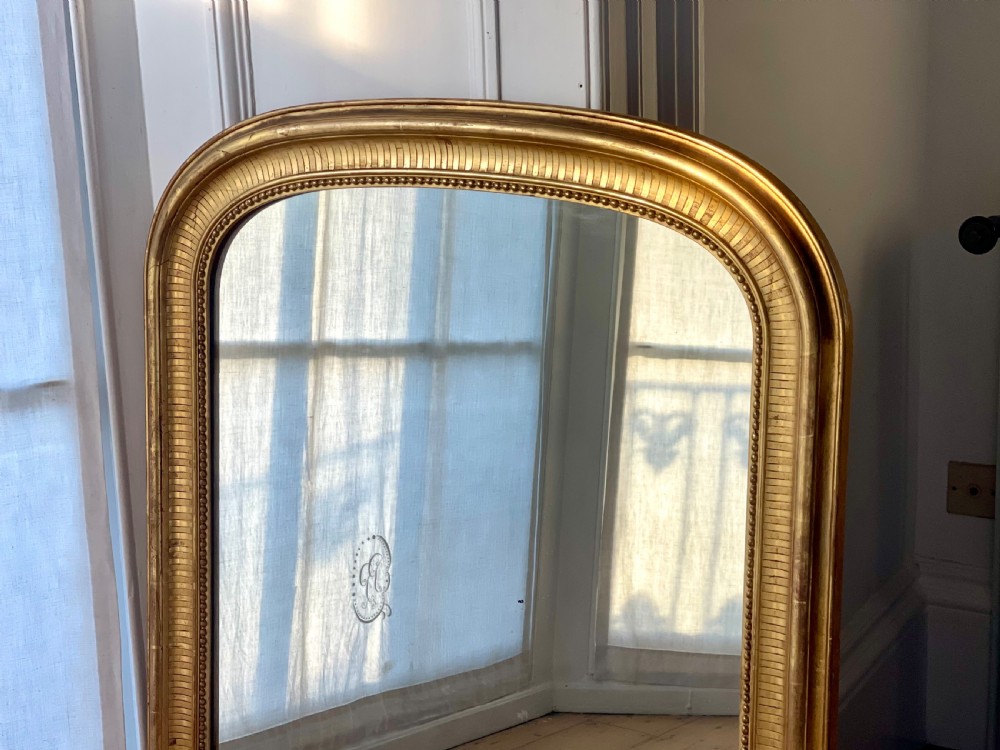 Antique French gilt arched mirror c1880 View III