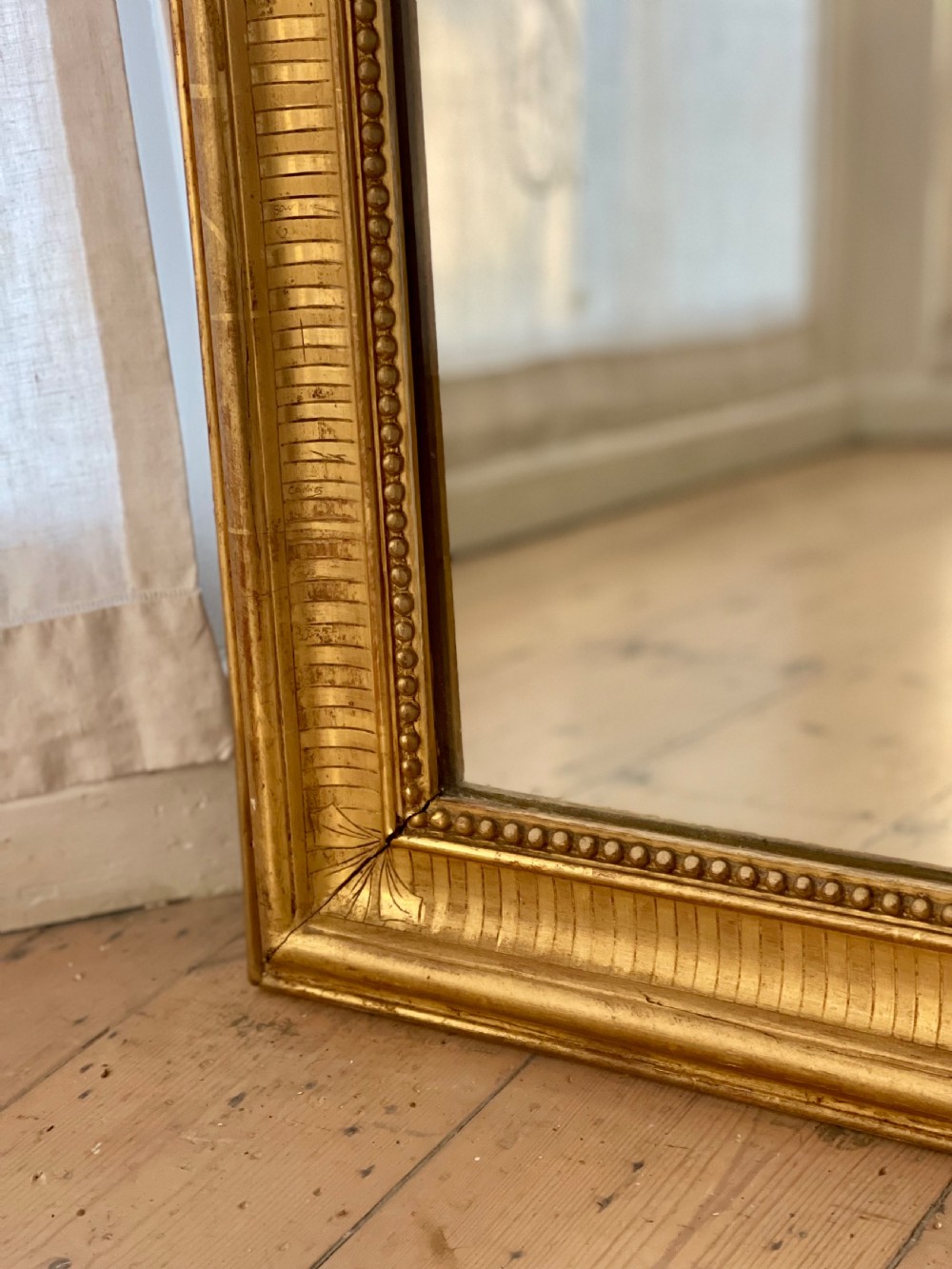 Antique French gilt arched mirror c1880 View V