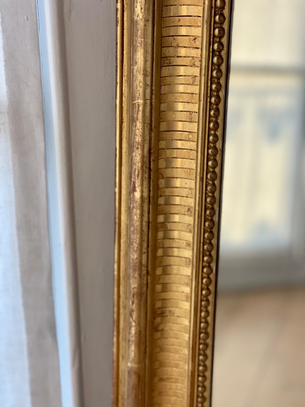 Antique French gilt arched mirror c1880 View VII