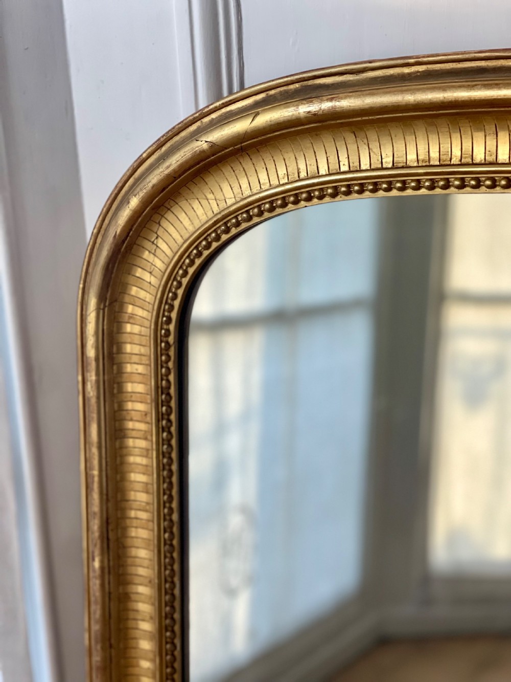Antique French gilt arched mirror c1880 View VIII