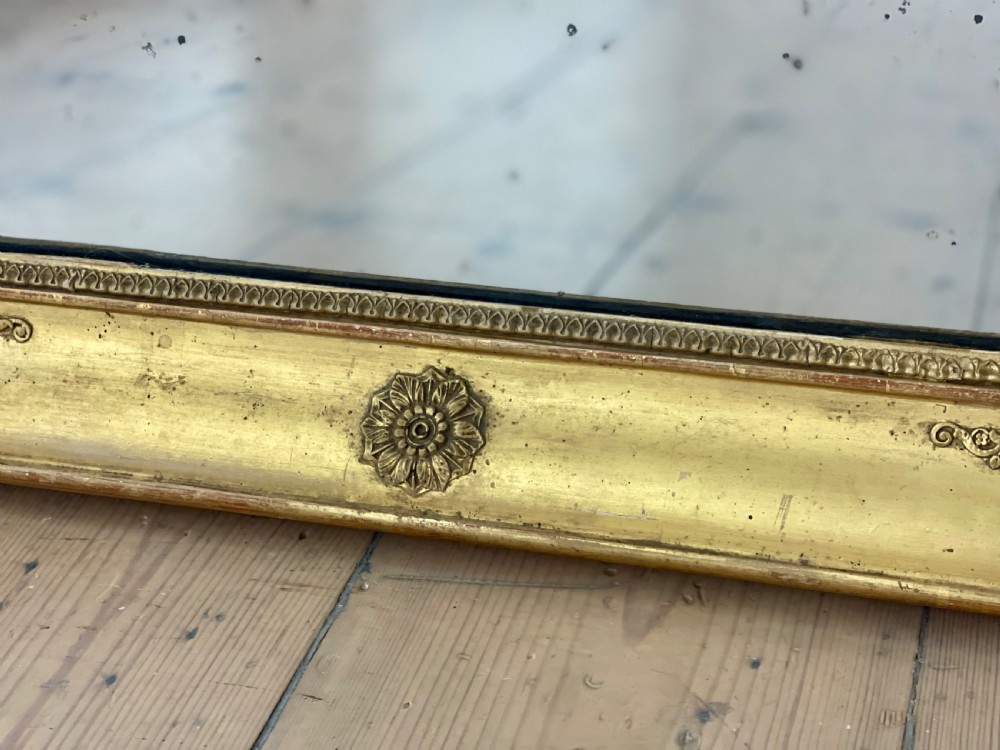 Antique French gilt rectangular mirror c1800 - foxed mercury glass View VIII