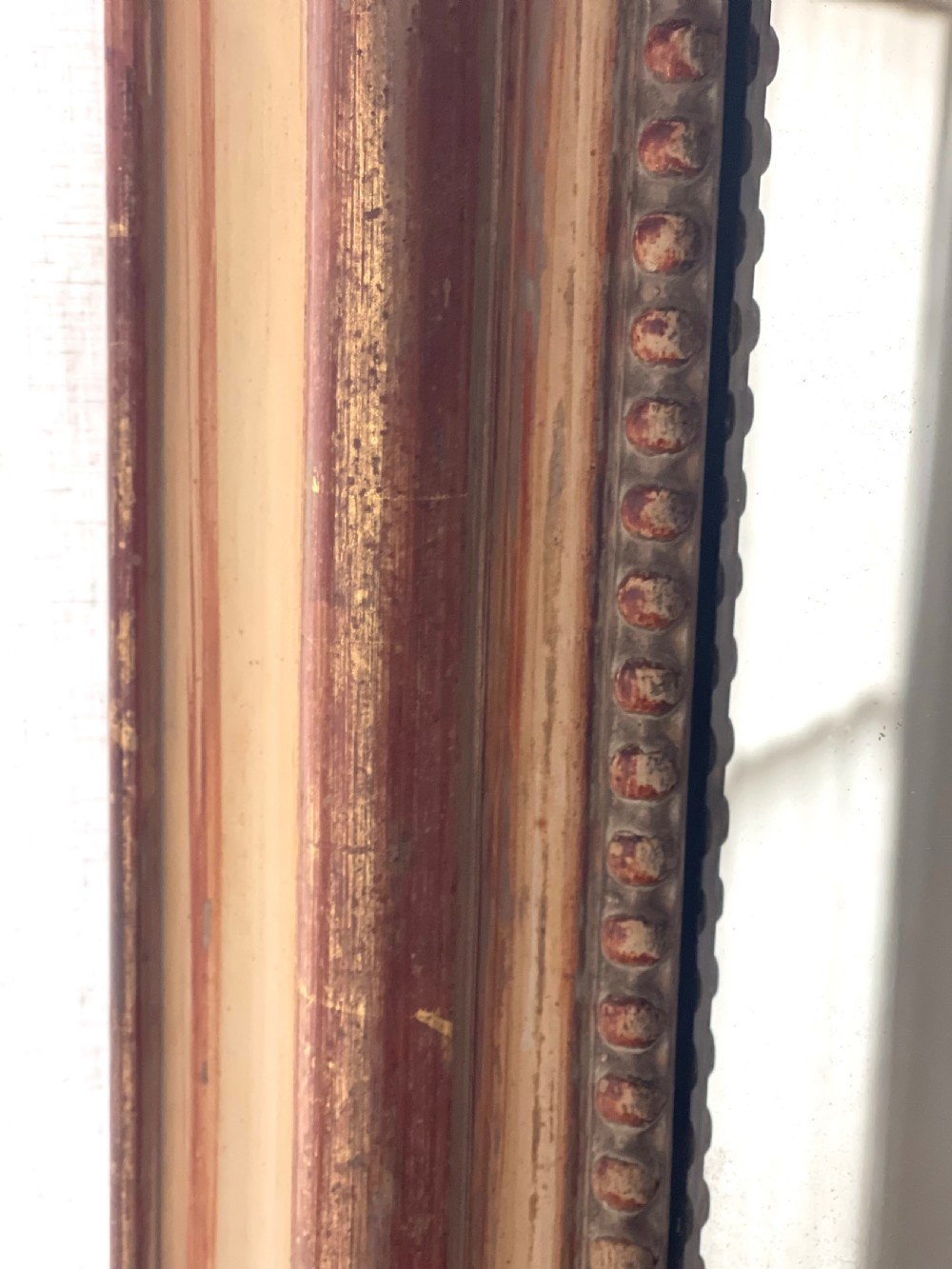 Antique French gilt and bare gesso Louis Philippe mirror  View III