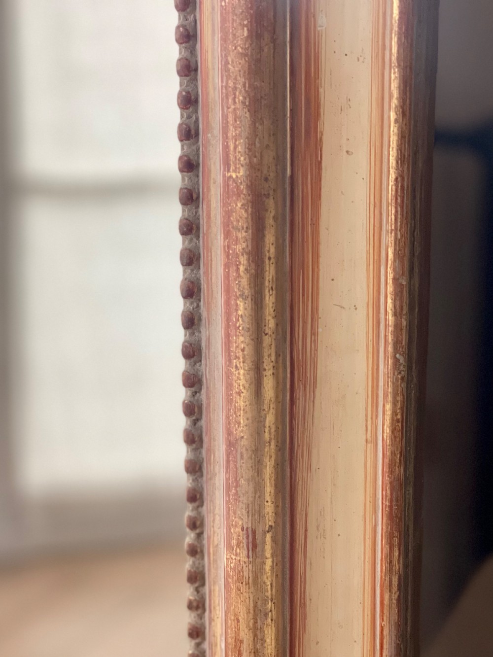 Antique French gilt and bare gesso Louis Philippe mirror  View IV