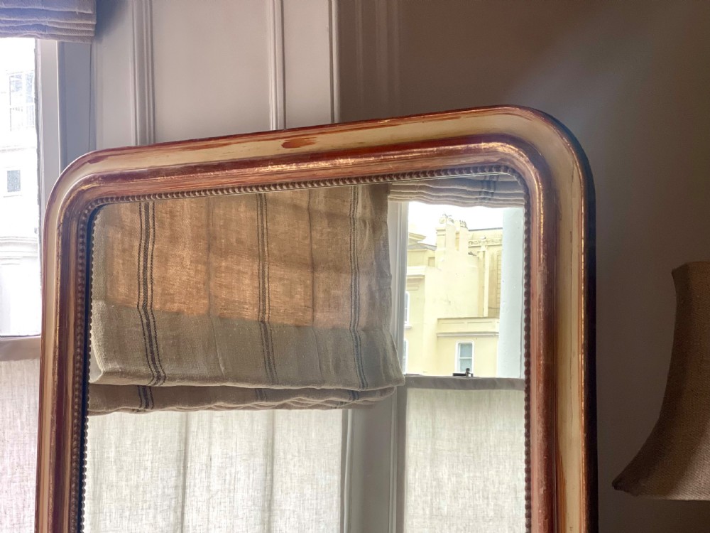 Antique French gilt and bare gesso Louis Philippe mirror  View V