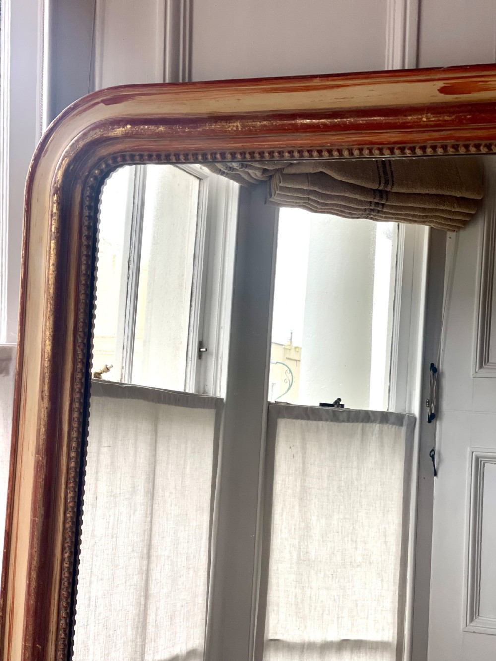 Antique French gilt and bare gesso Louis Philippe mirror  View VI