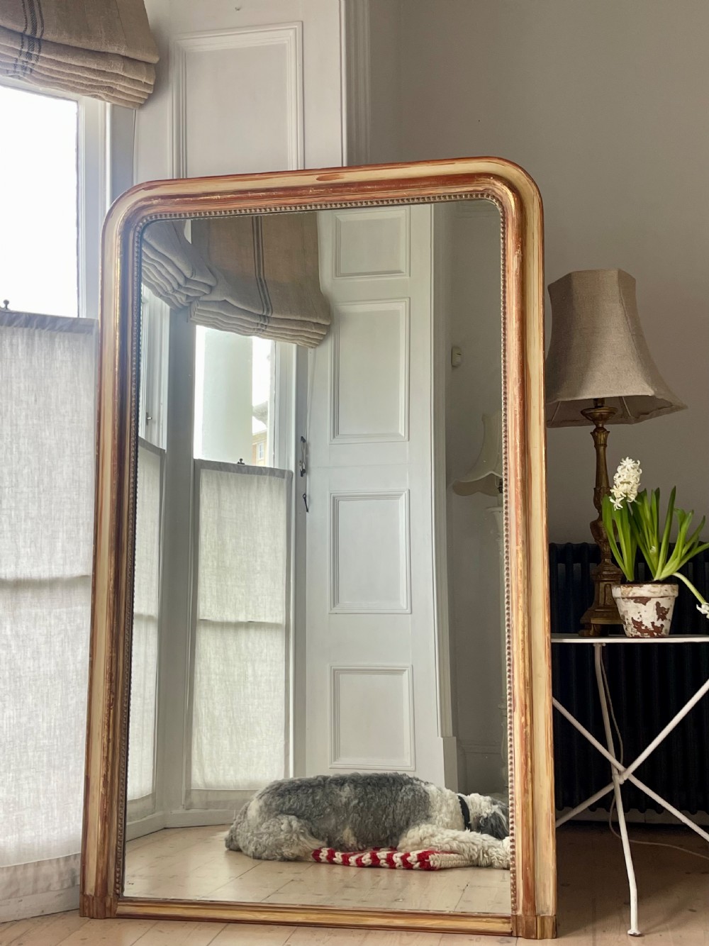 Antique French gilt and bare gesso Louis Philippe mirror  View VII