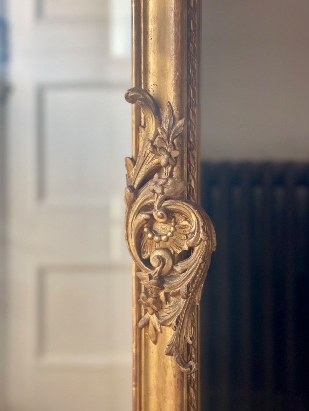 Large antique French gilt leaner mirror - bevelled glass View VII