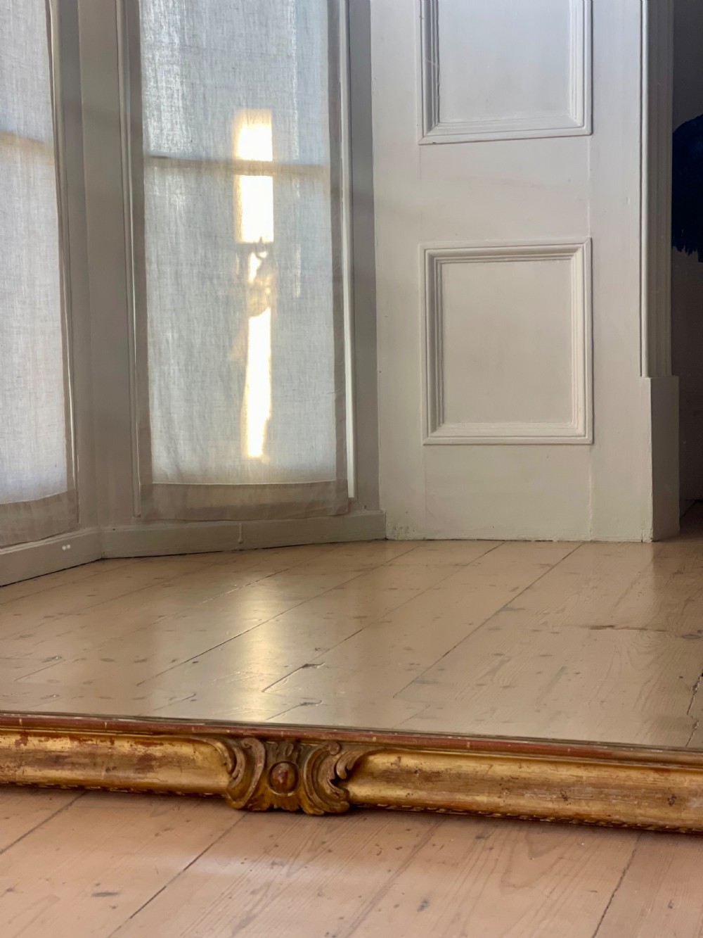 Large antique French gilt leaner mirror - bevelled glass View IX