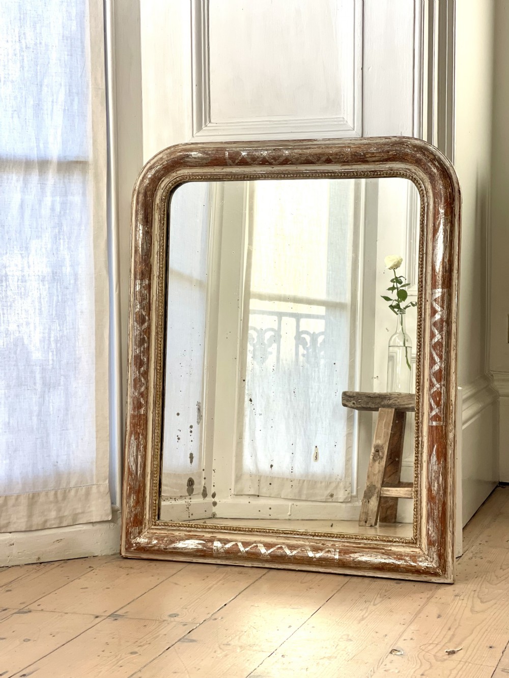 Antique French silver gilt Louis Philippe mirror - mercury glass
