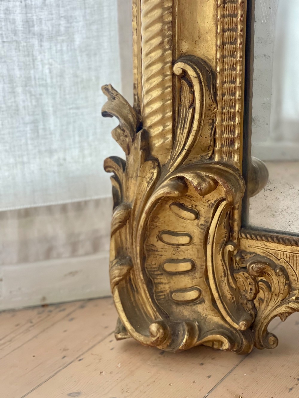 Large antique French gilt mirror c1800 - mercury glass View V