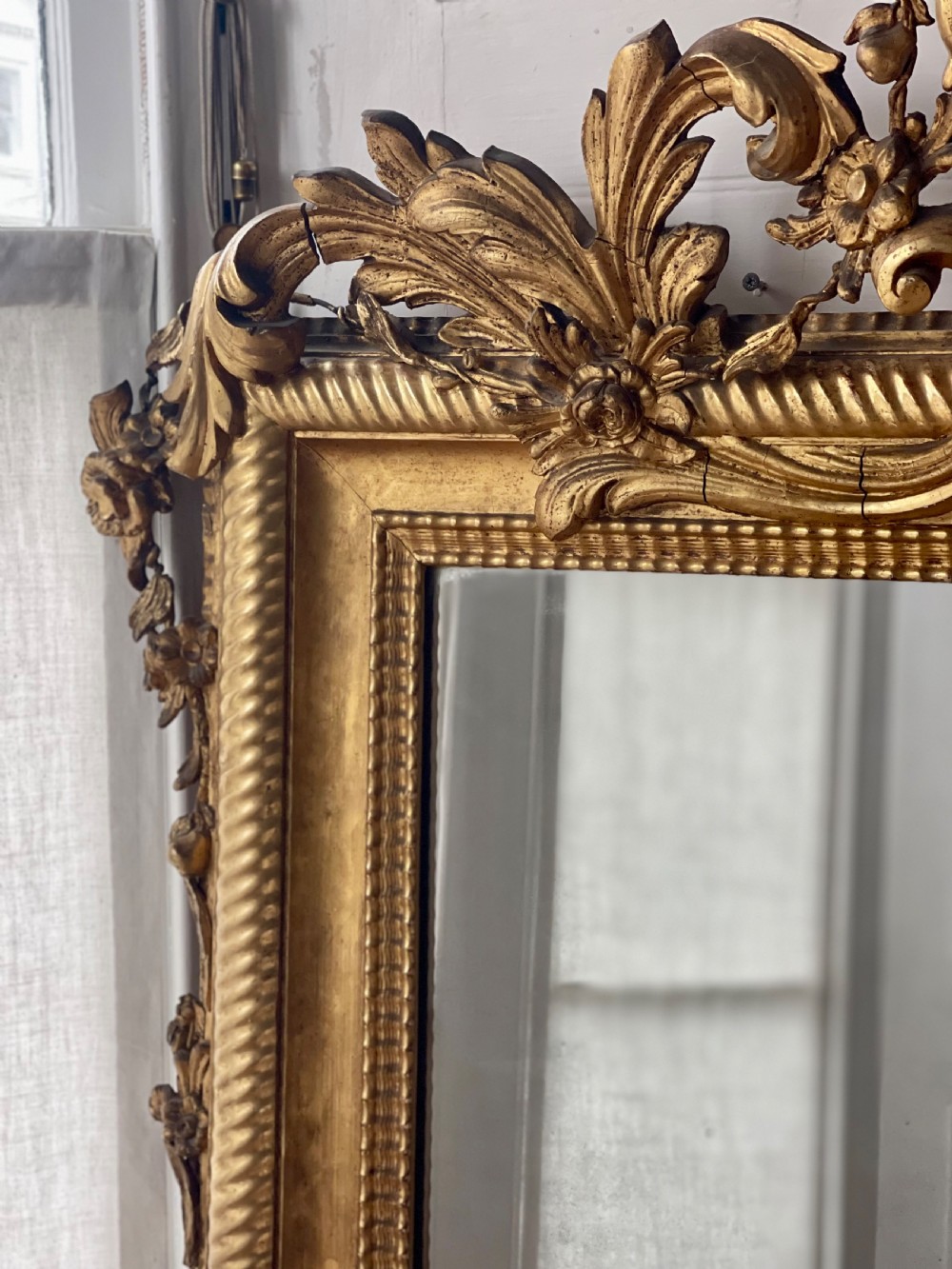 Large antique French gilt mirror c1800 - mercury glass View IX