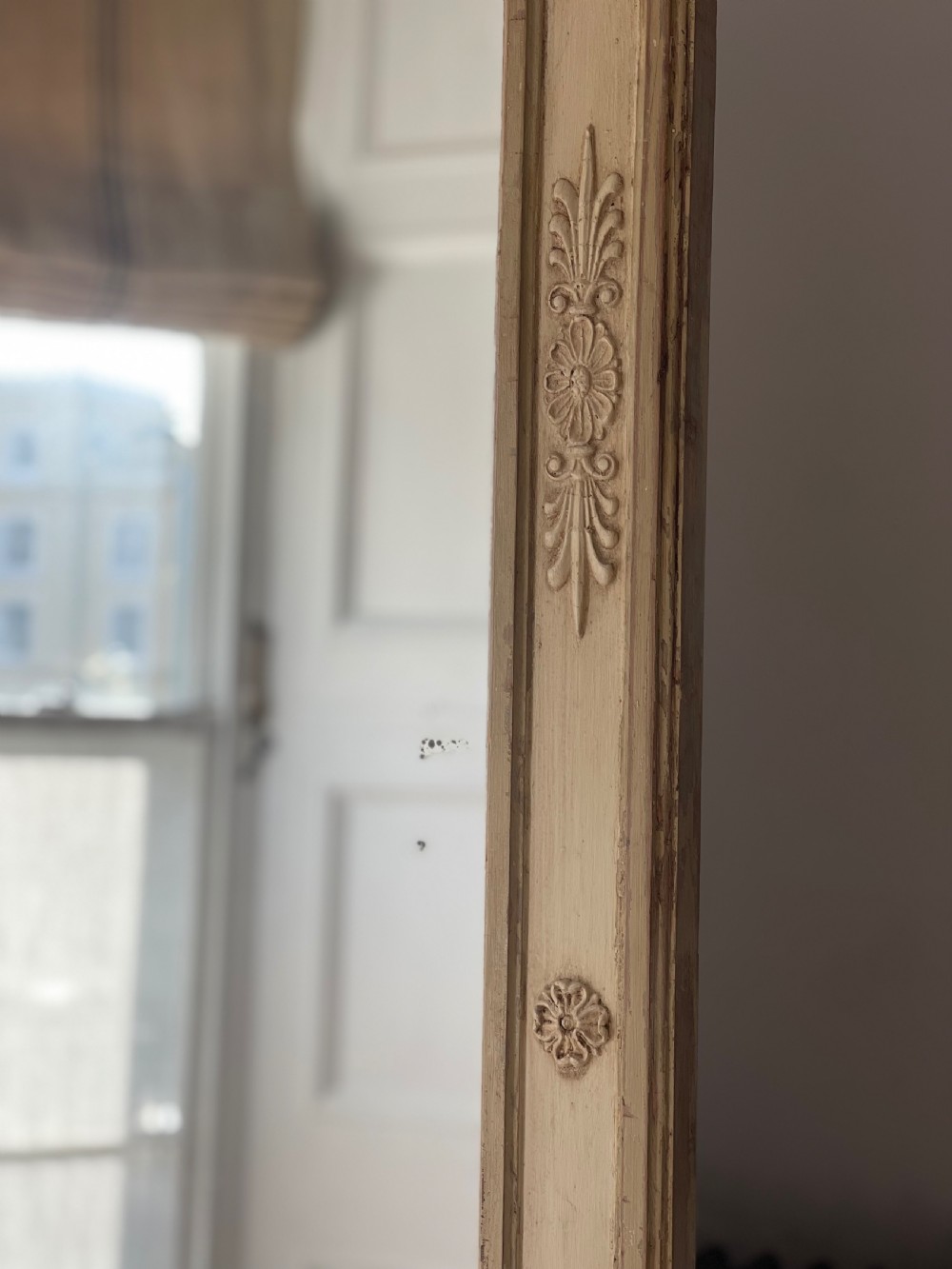 Large antique French painted leaner mirror  View IV